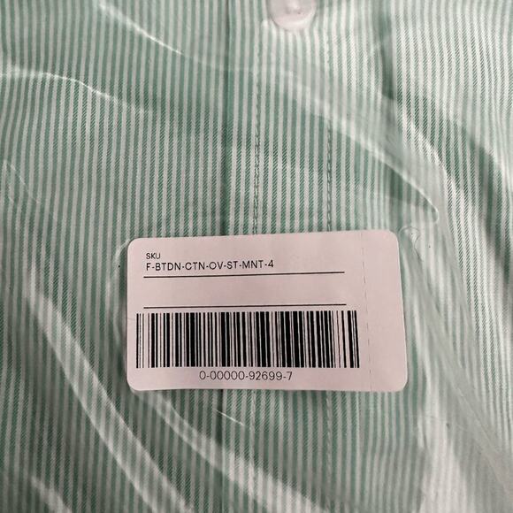 NWT Everlane Mint Green Button Down Cotton Oversized Pinstripe Shirt Size 4 - Picture 4 of 4